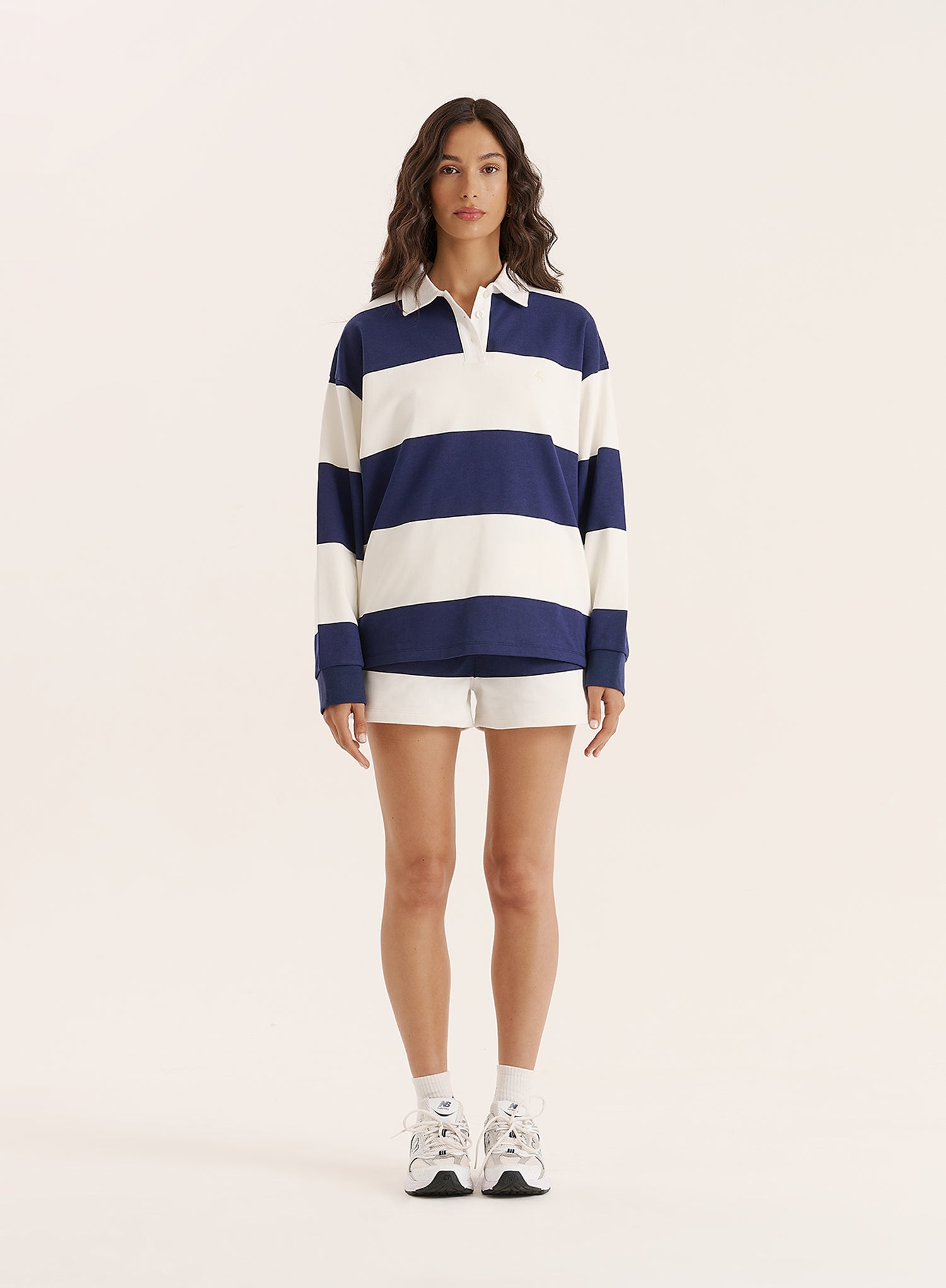 Navy And White Stripe Rugby Top